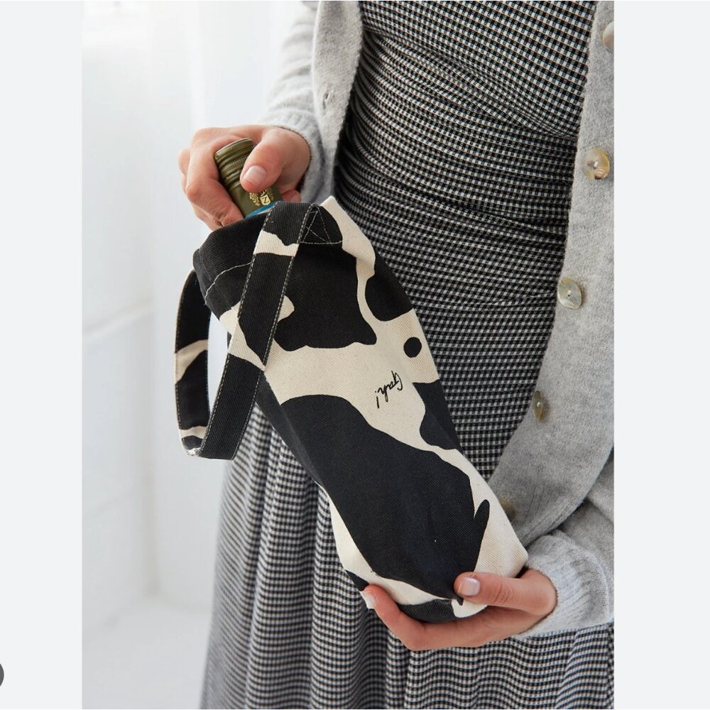 Lisa says Gah Cow print Wine tote